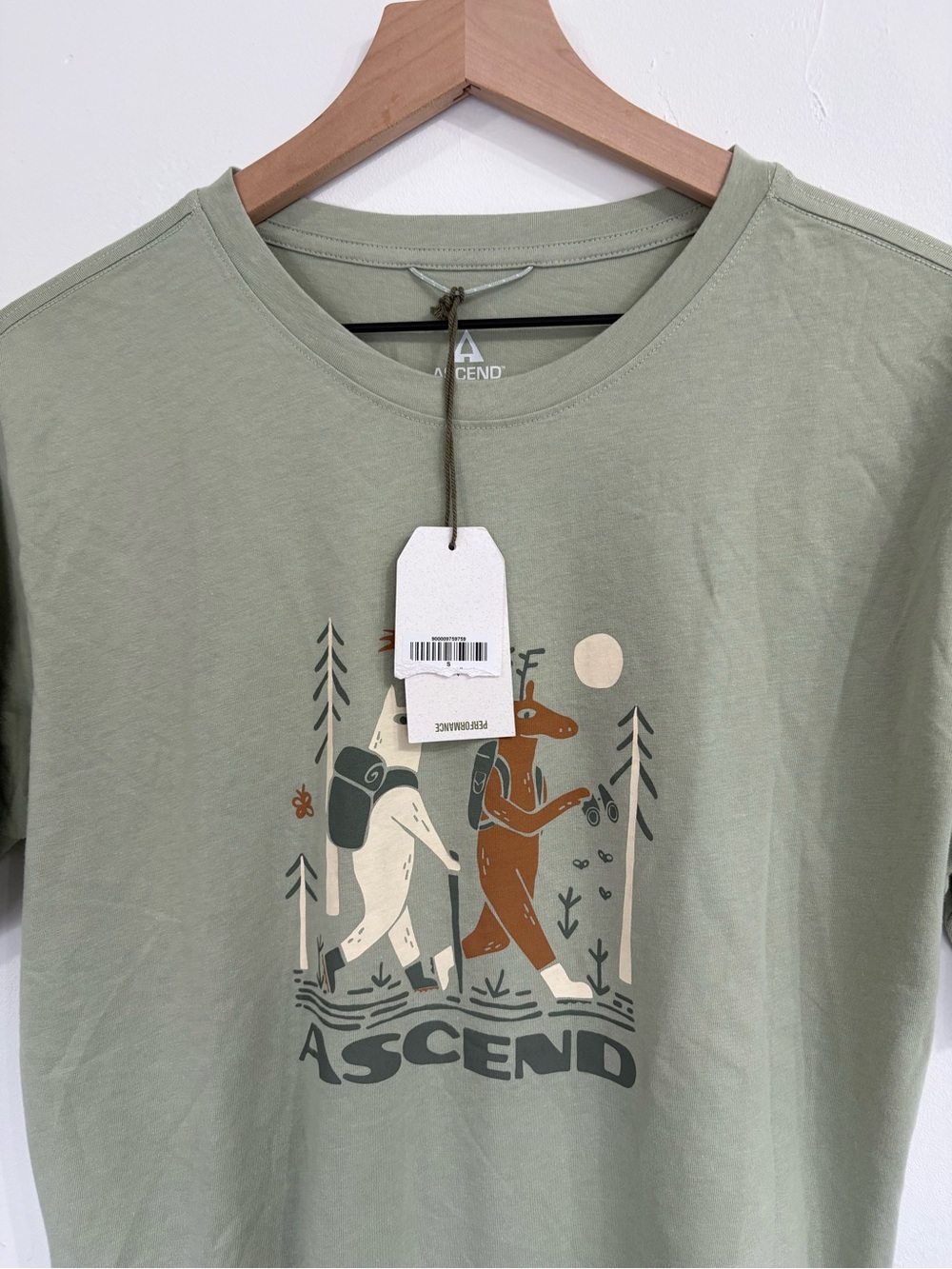NWT Ascend Men's Sage Green Graphic Hiking Crewneck Tee/Small